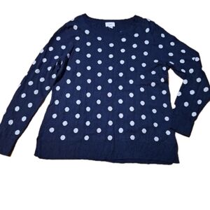 Old Navy Womens XL Navy Polka Dot Sweater Nautical Preppy Casual Office